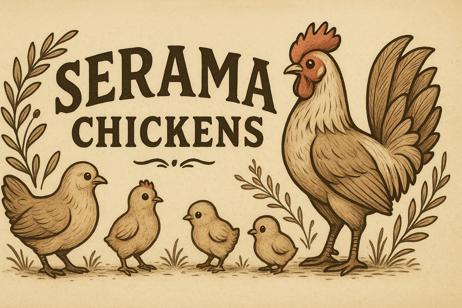 Illustration of Serama chickens